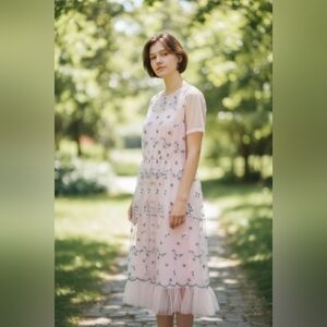 SHEIN Elegant Peach Floral Dress SIZE 1XL